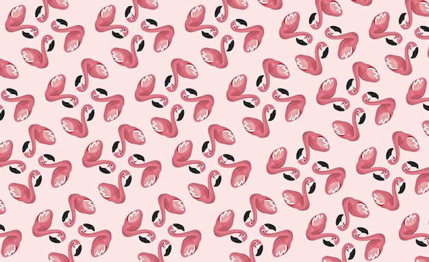Rosa flamingo tropischer vogel exotisches zeichenmuster animieren set 3d illustration