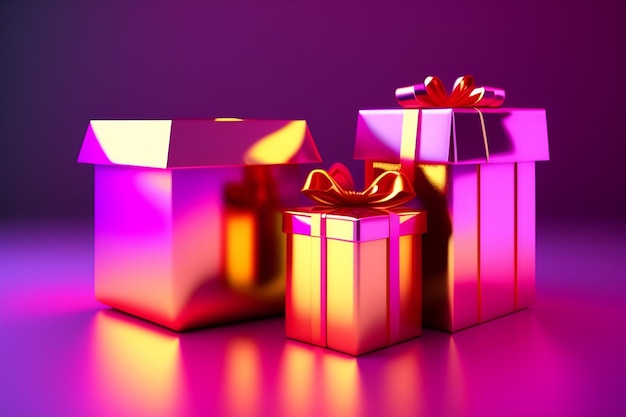 Rosa Geschenkbox mit 3D-Rendering der Liebesherzikone