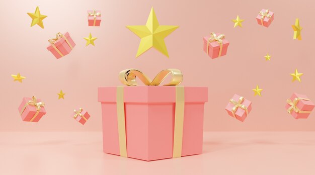 Foto rosa geschenkboxen und sterne