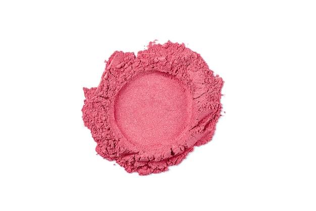 Rosa Gesichtsrouge isoliert auf weißem Hintergrund Farbfeld für rosa Lidschatten