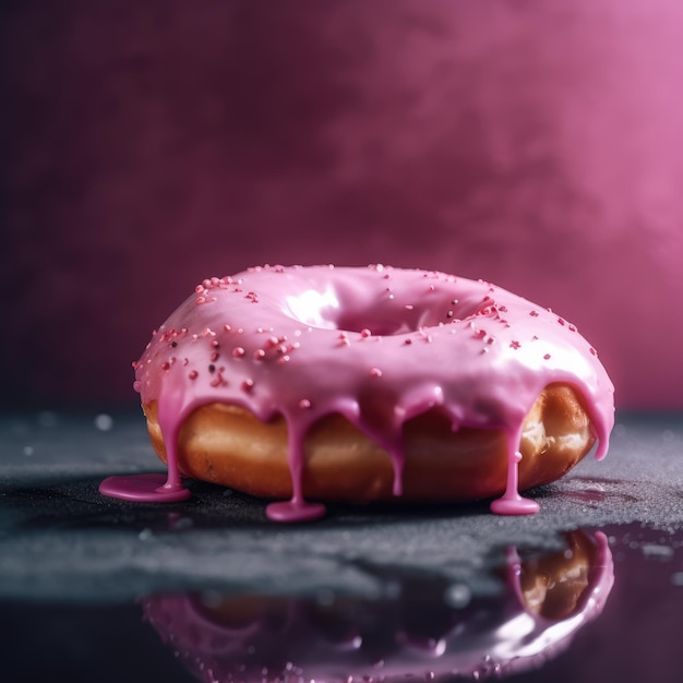 Rosa glasierter Donut generatives ai