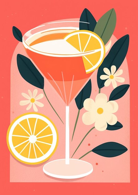 Foto rosa grapefruit margarita cocktail-illustration für eine maga weißer hintergrund hd foto isolierter weiß