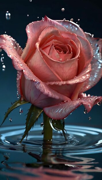 Una rosa hecha de agua hiper realista HD