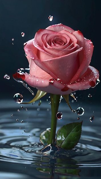 Una rosa hecha de agua hiper realista HD