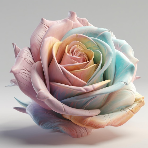 Una rosa hecha de colores rosa, azul y blanco.