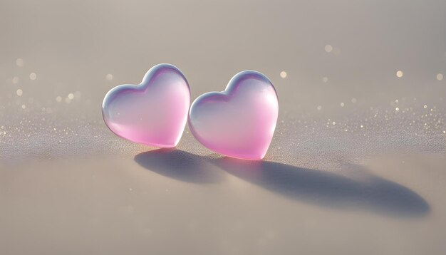 rosa Herzen auf silbernem Hintergrund