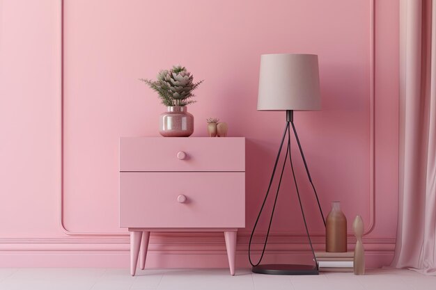 Rosa Hintergrund mit einem rosa Nachttisch