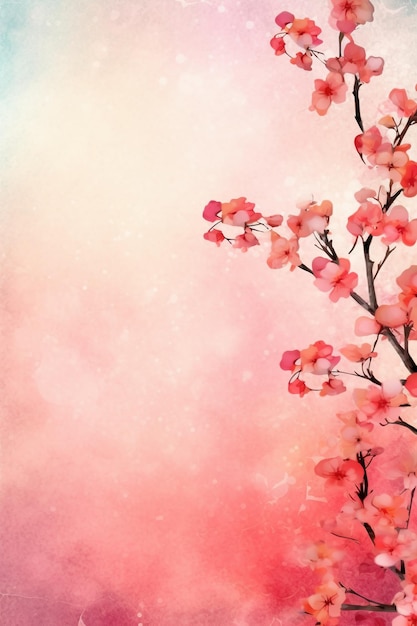 Rosa Hintergrund mit einem Zweig der Kirschblüten