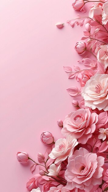 Foto rosa hintergrund mit rosa blumen tapeten illustration präsentationsvorlage