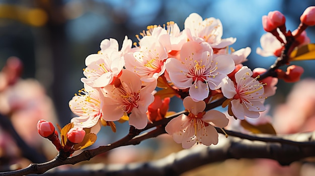 Foto rosa japanische kirschblüte auf cremigem hintergrund