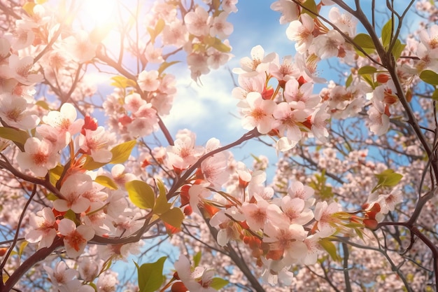 rosa Kirschblüte mit Himmel