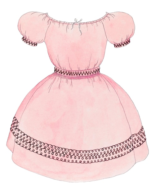 Rosa Kleid png Vintage-Illustration remixt aus dem Kunstwerk von Doris Beer