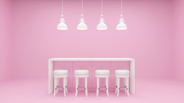 rosa Küche in Möbeln gebaut