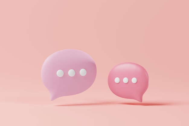 Rosa lila Chat-Blase isoliert auf rosa Hintergrund Online-Chat-Nachricht Konzept 3D-Rendering