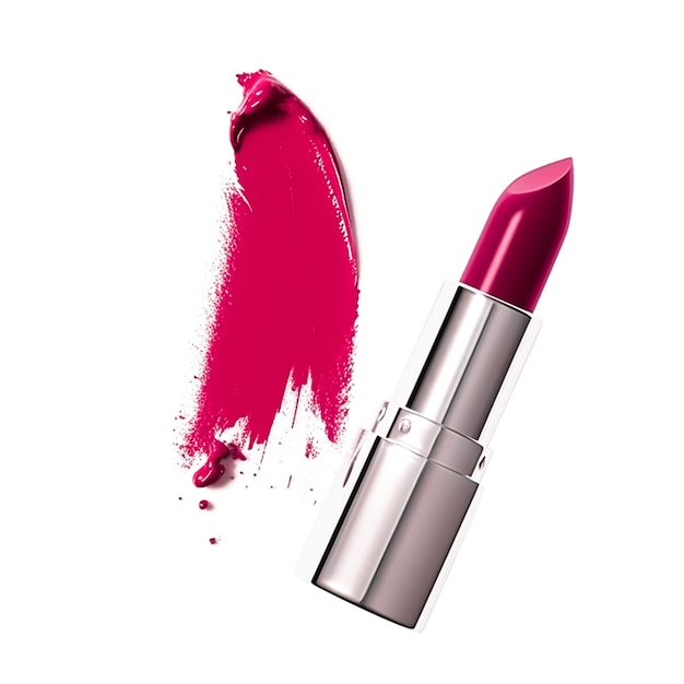 Rosa Lippenstift und Mustertextur isoliert auf weißem Hintergrund, Schönheits-Make-up-Kosmetik und generatives Luxus-Make-up-Produkt