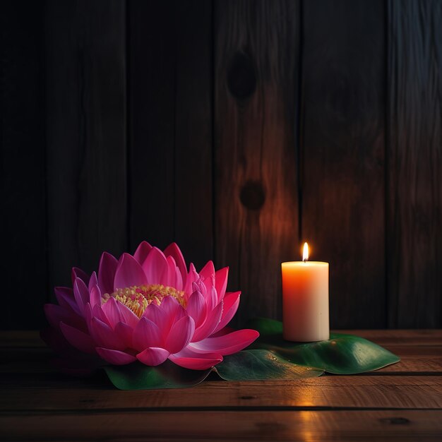 rosa Lotus mit den Kerzen