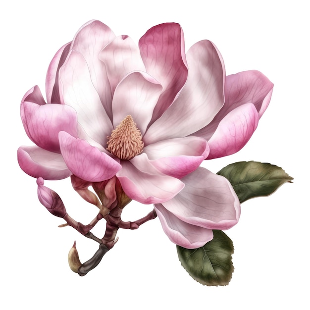 Rosa Magnolienblume Transparenter, isolierter Hintergrund AI