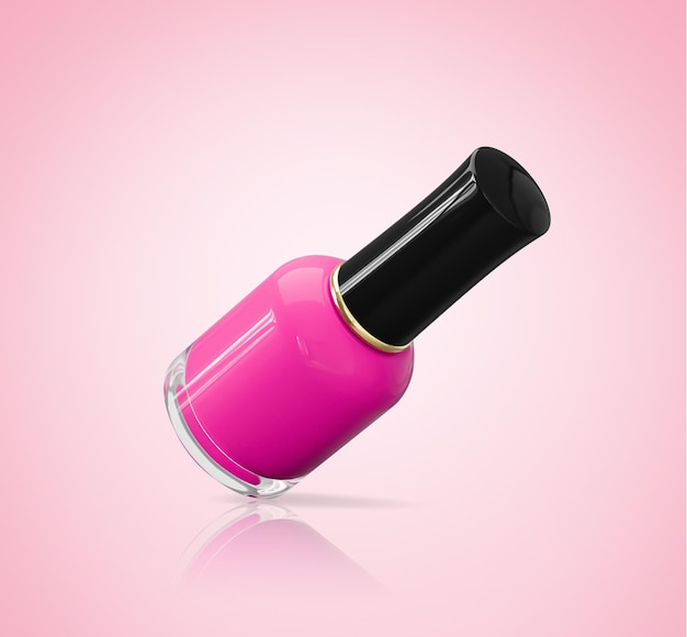 Foto rosa nagellack auf weißem hintergrund pink nagellack geschlossene flasche 3d-darstellung