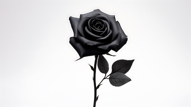 Rosa negra aislada sobre fondo blanco flor rosa de color negro
