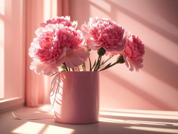 Rosa Nelkenblüten in ästhetischem Sonnenlicht gebadet