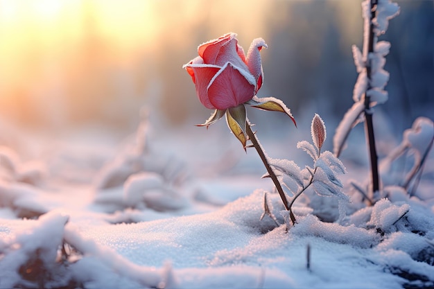 una rosa en la nieve