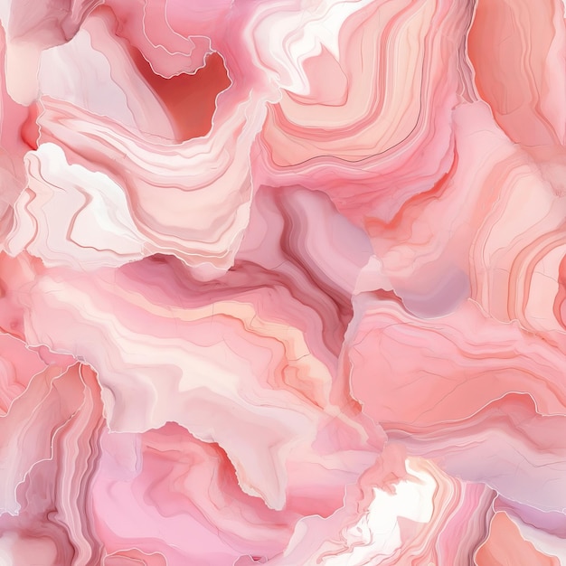 Rosa Onyx-Mittelstein-Marmoroberfläche mit Eisfarben gereinigter Quarzsteineinrichtung Nahtloses Muster AI generiert