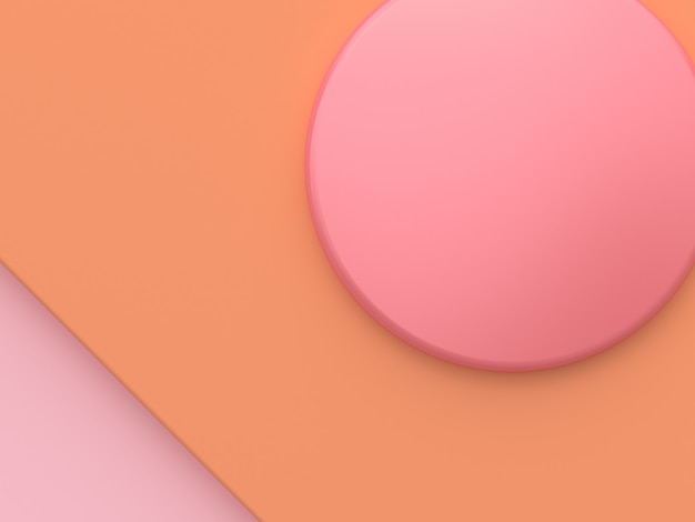 Rosa orange Ecke Kreisform abstrakte rosa 3d Render flach Laienszene