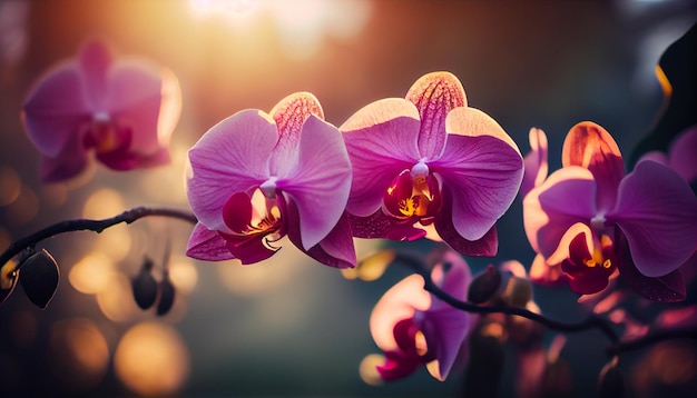 Rosa Orchideen im Sonnenlicht