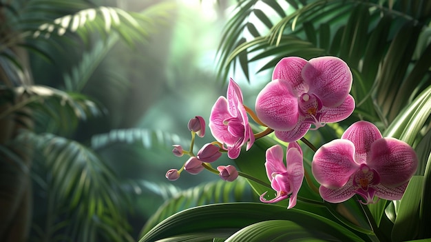 Rosa Orchideen im tropischen Umfeld