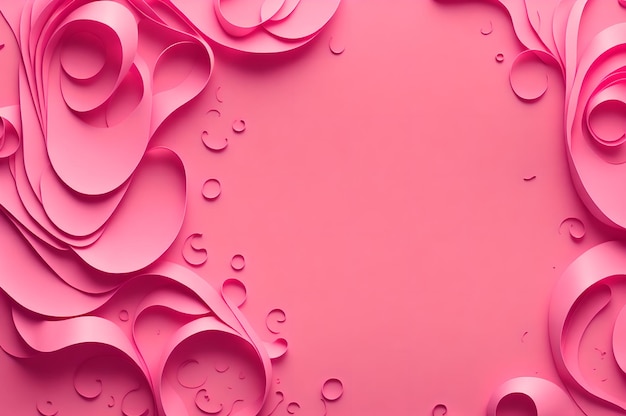 Rosa Papierherzen auf einem rosa Hintergrund
