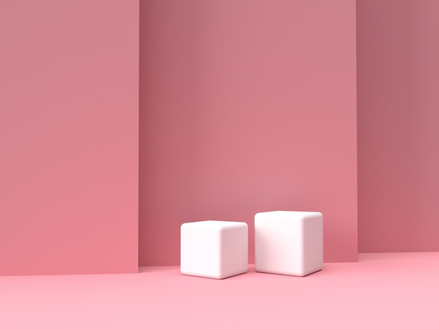 Rosa Pastellproduktstand auf Hintergrund. abstraktes Konzept der minimalen Geometrie