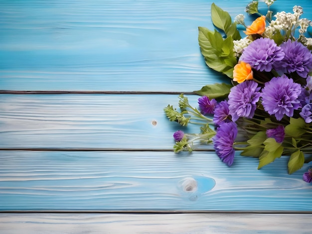 Rosa Pfingstblumen auf blauem Vintage-Holz-Hintergrund