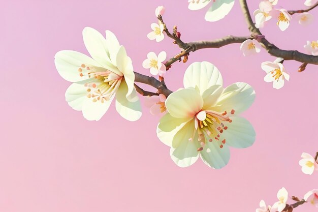 Rosa Pflaume, Pfirsichblüte, Kirschblüte, Hintergrundbild, Illustration, Blütenblätter, kreativ