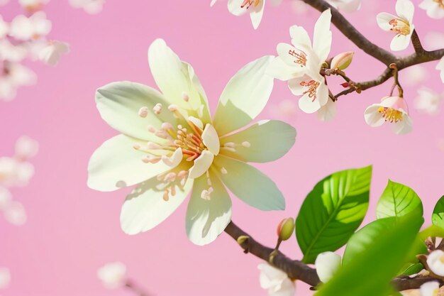 Rosa Pflaume, Pfirsichblüte, Kirschblüte, Hintergrundbild, Illustration, Blütenblätter, kreativ