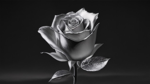 rosa plateada sobre un fondo negro
