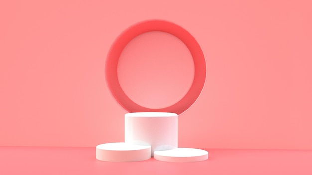 rosa podio 3d render ilustración producto exhibición espacio vacío soporte círculo fondo