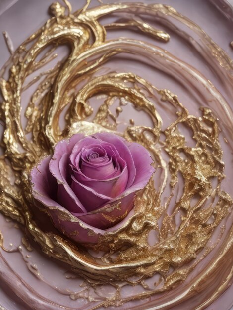 Foto una rosa púrpura en oro y púrpura.