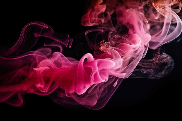 Rosa Rauch auf schwarzem Hintergrund Generative KI