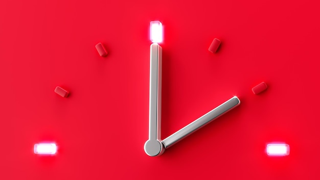 Rosa Reloj 3d Hora 9 o Reloj pm am Aguja plateada luz de dial retroiluminada Ilustración 3d