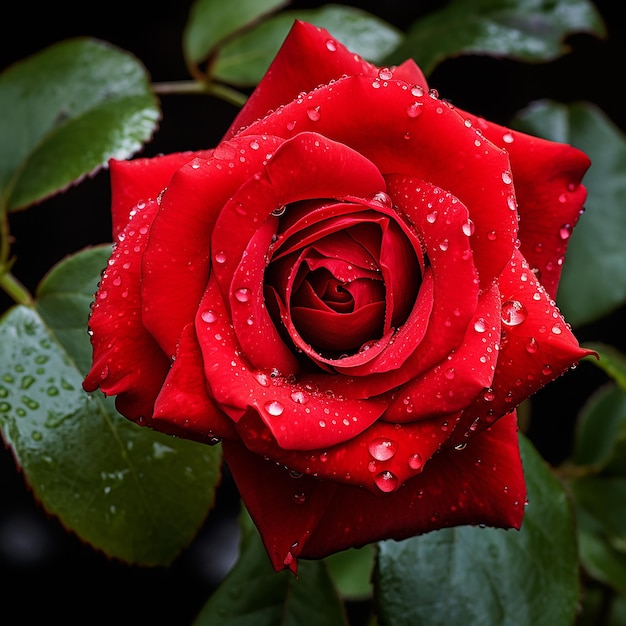 Rosa roja brillante contra la oscuridad