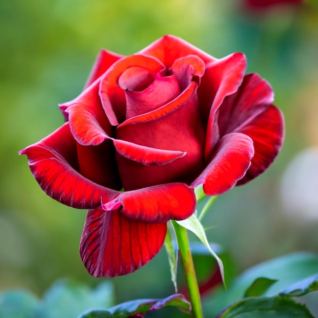 rosa roja brillante en el jardín AI_Generado