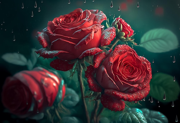 Rosa roja en fondo romántico Generado por IA