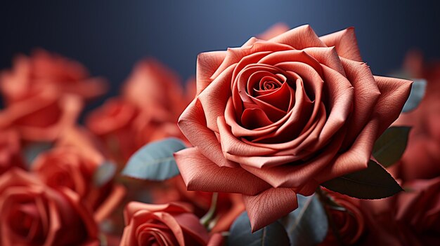 rosa roja con gotas de rocío rosa roja con pétalos ai generativo