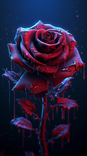 Una rosa roja con la palabra amor en ella