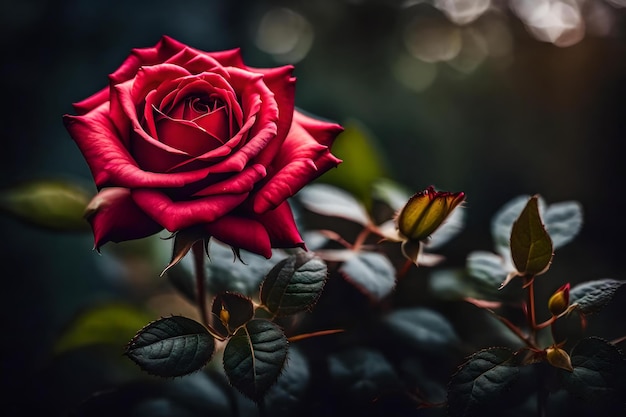 Una rosa roja con la palabra "no" en ella