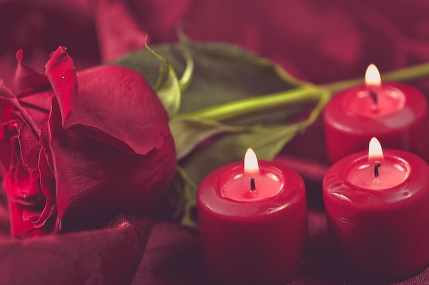 La rosa romántica y las velas