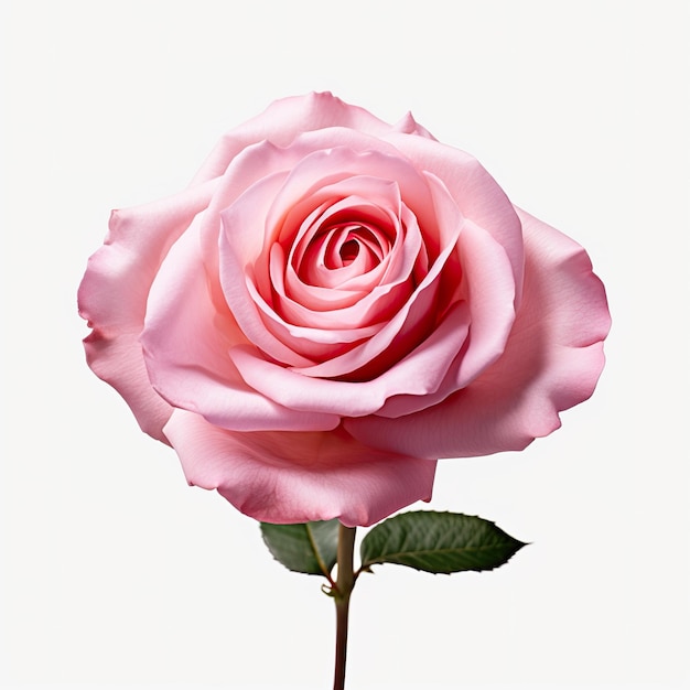 Rosa rosa de cerca aislada en blanco