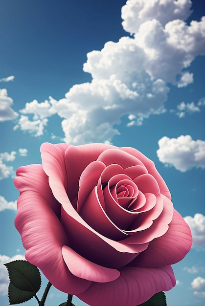 Una rosa rosa en el cielo