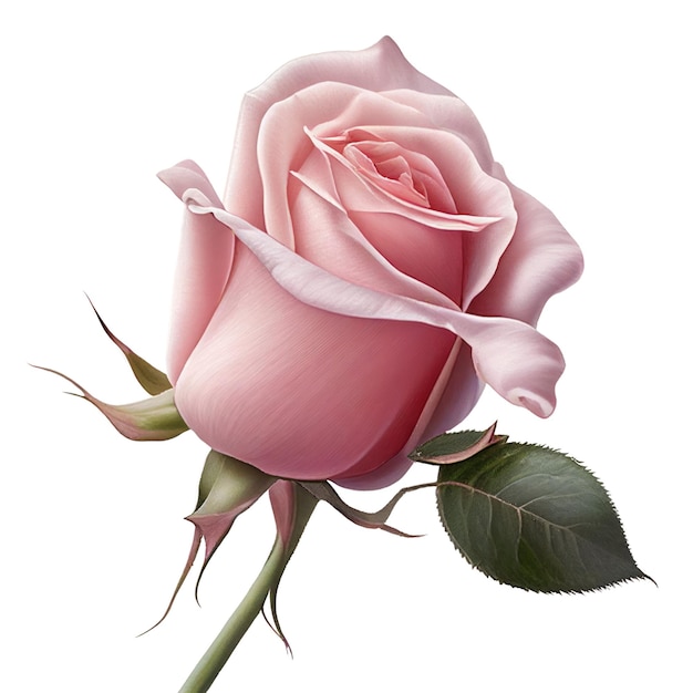 Una rosa rosa con una cinta atada alrededor del tallo.
