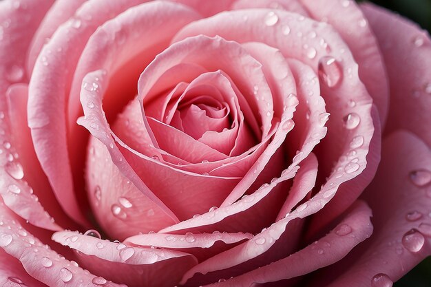 Rosa rosa com gotas macro